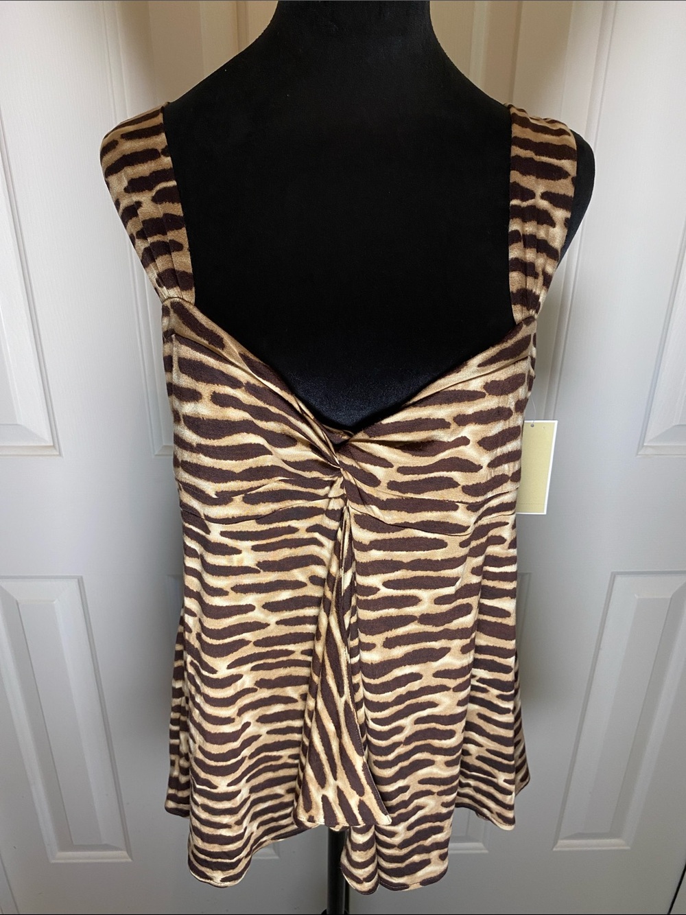 MICHAEL Michael Kors Brown and Cream Tiger-Print Twist Front Camisole